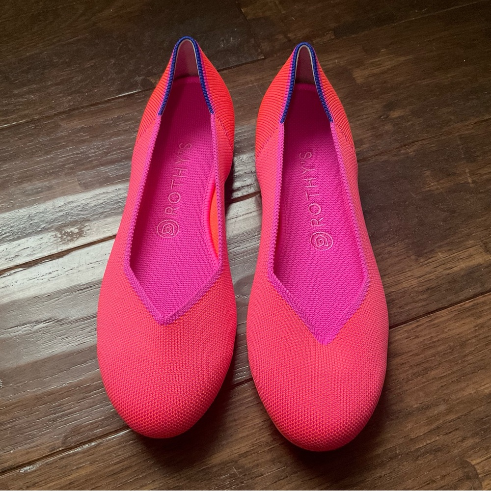 Rothy's Women's Bright Pink and Purple Flats 8.5 new